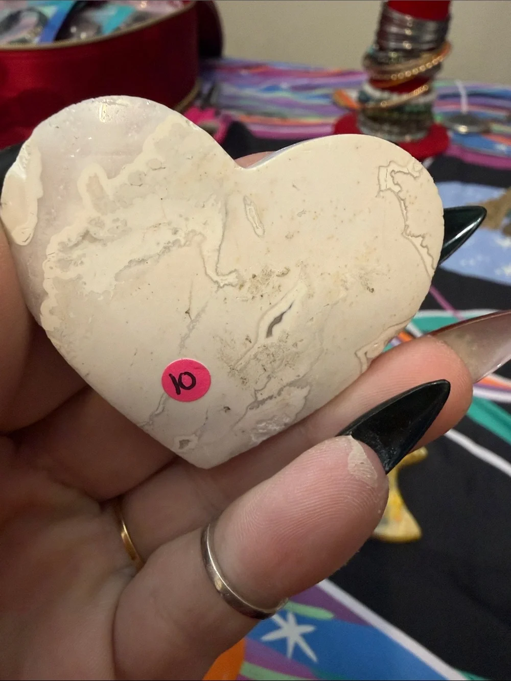 Heart and Crescent Stone Accent in White and Yellow moon and heart stones